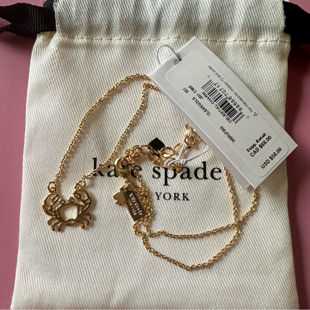 NWT✨ Kate Spade Gold Celestial Crab Cancer Zodiac Pendant Necklace